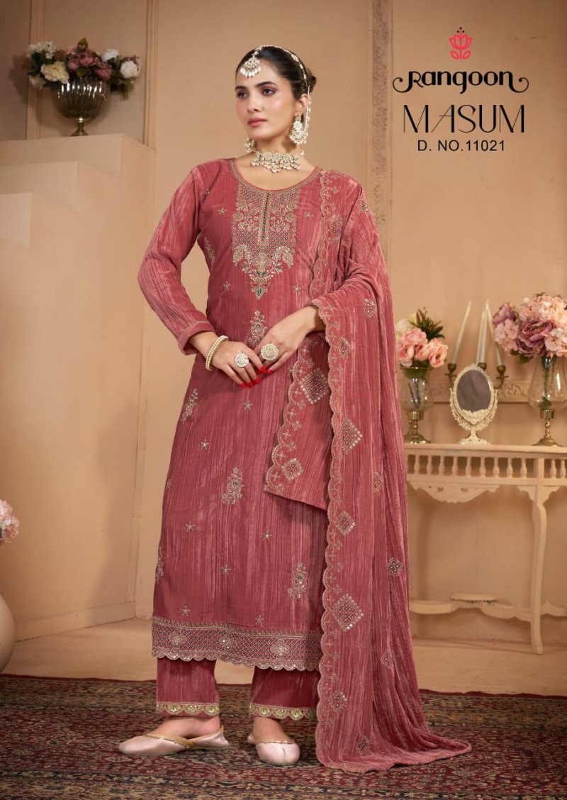 Masum By Rangoon Crush With Fancy Beads Work Top With Bottom Dupatta